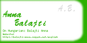 anna balajti business card